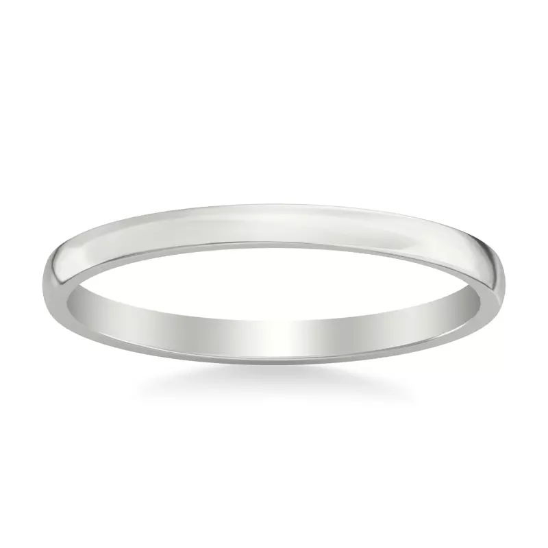 14K White Gold Low Dome Polished Band (2mm)