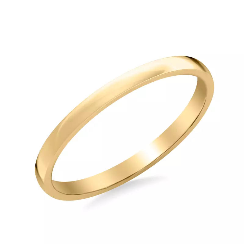 14K Yellow Gold Low Dome Polished Band (2mm)