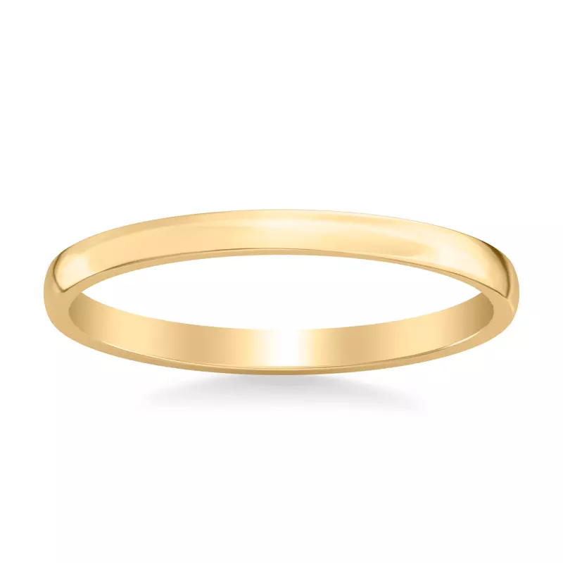 14K Yellow Gold Low Dome Polished Band (2mm)