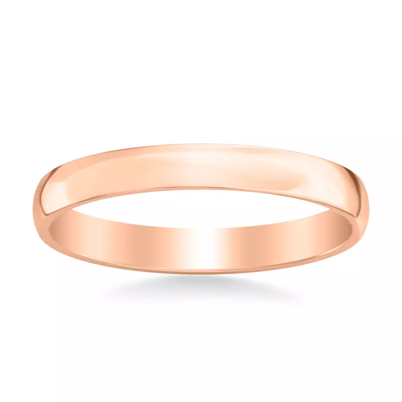 14K Rose Gold Low Dome Polished Band (3mm)