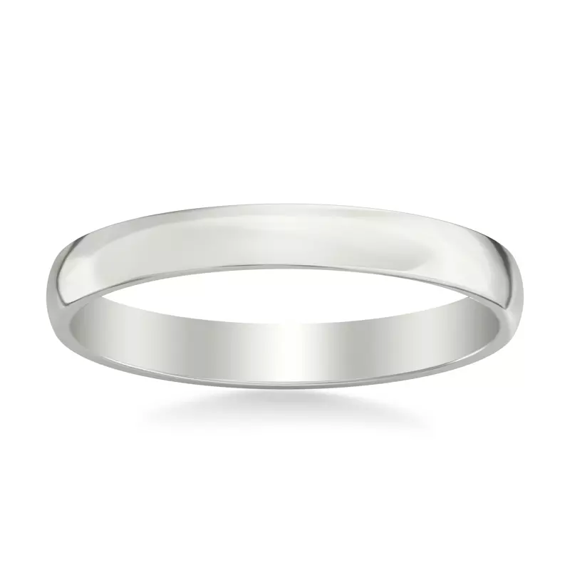 14K White Gold Low Dome Polished Band (3mm)