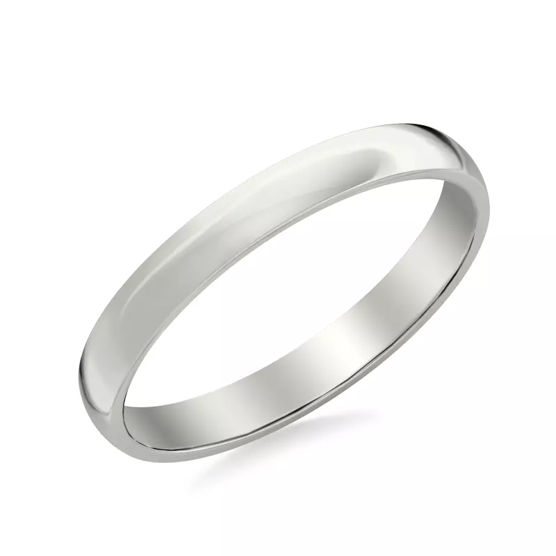18K White Gold Low Dome Polished Band (3mm)
