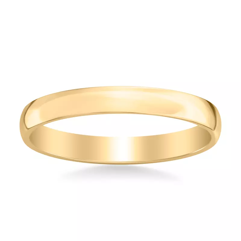 18K Yellow Gold Low Dome Polished Band (3mm)