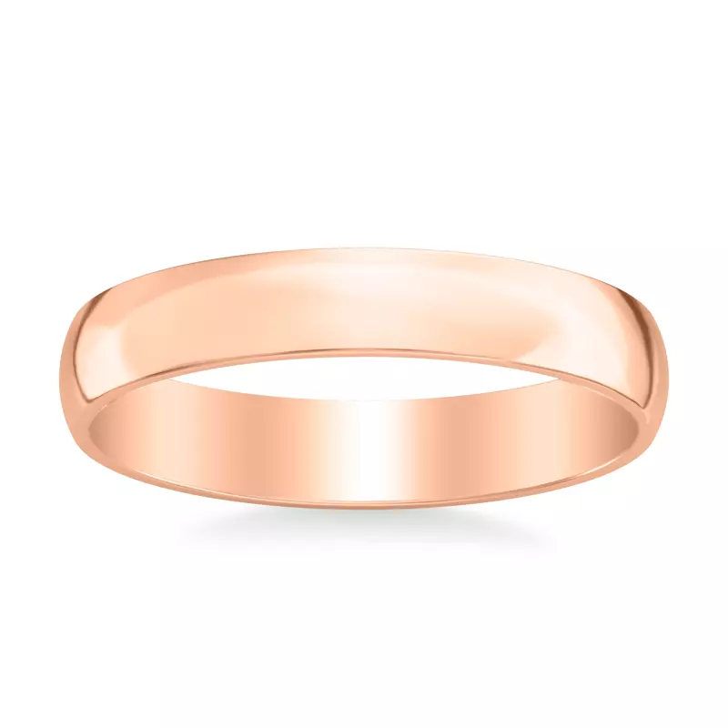 14K Rose Gold Low Dome Polished Band (4mm)