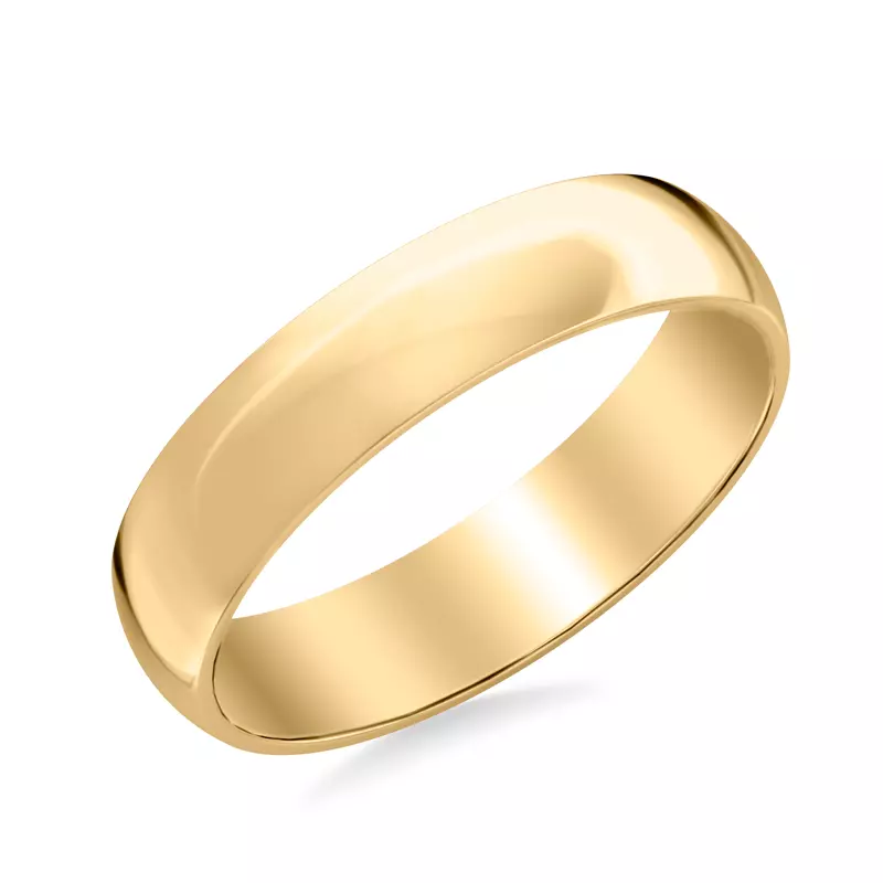 18K Yellow Gold Low Dome Polished Band (5mm)