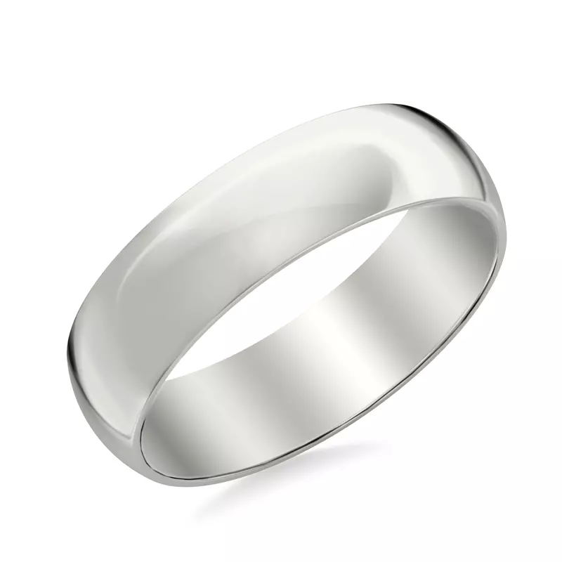14K White Gold Low Dome Polished Band (6mm)