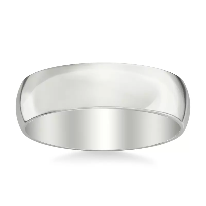14K White Gold Low Dome Polished Band (6mm)