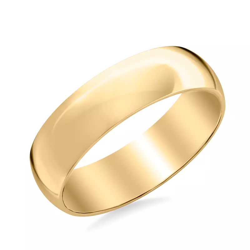 18K Yellow Gold Low Dome Polished Band (6mm)