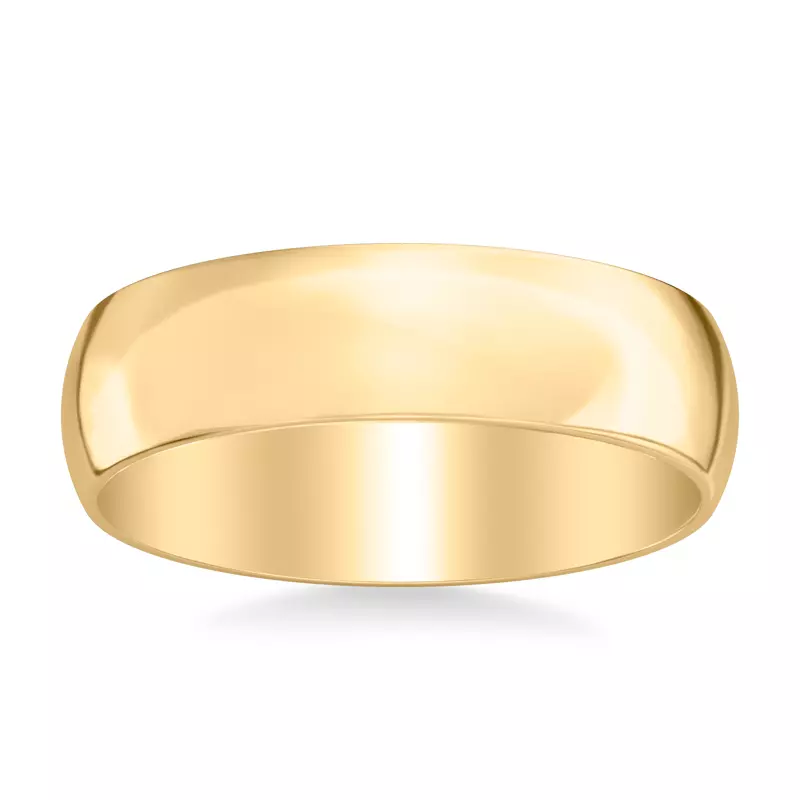 18K Yellow Gold Low Dome Polished Band (6mm)