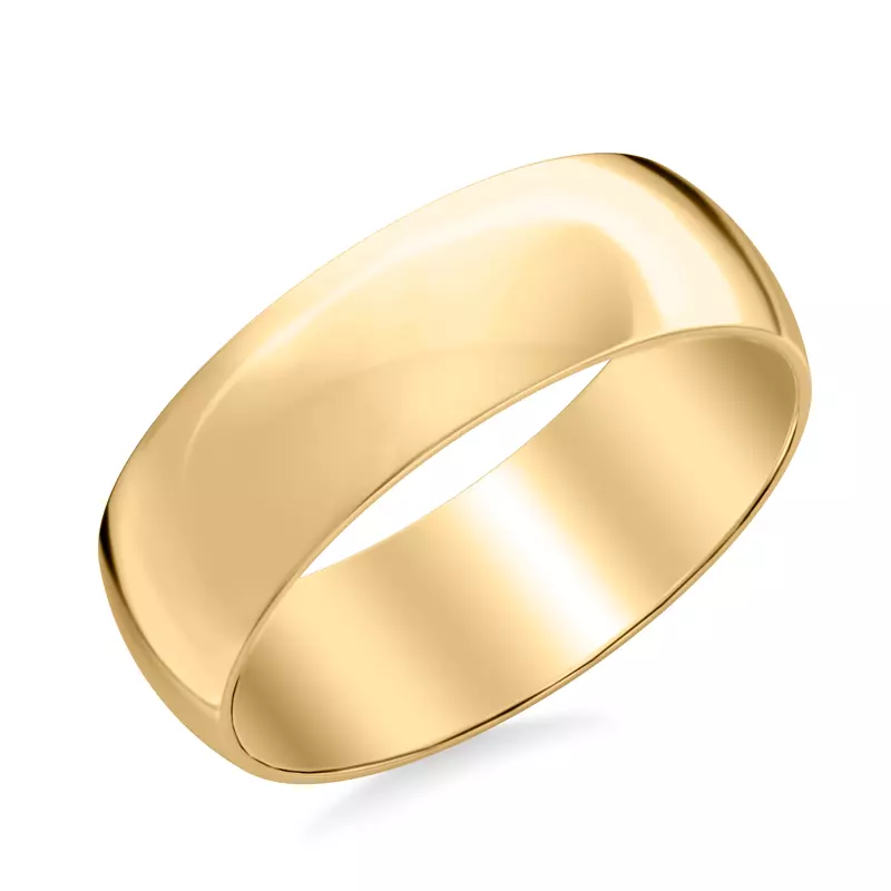 14K Yellow Gold Low Dome Polished Band (7mm)
