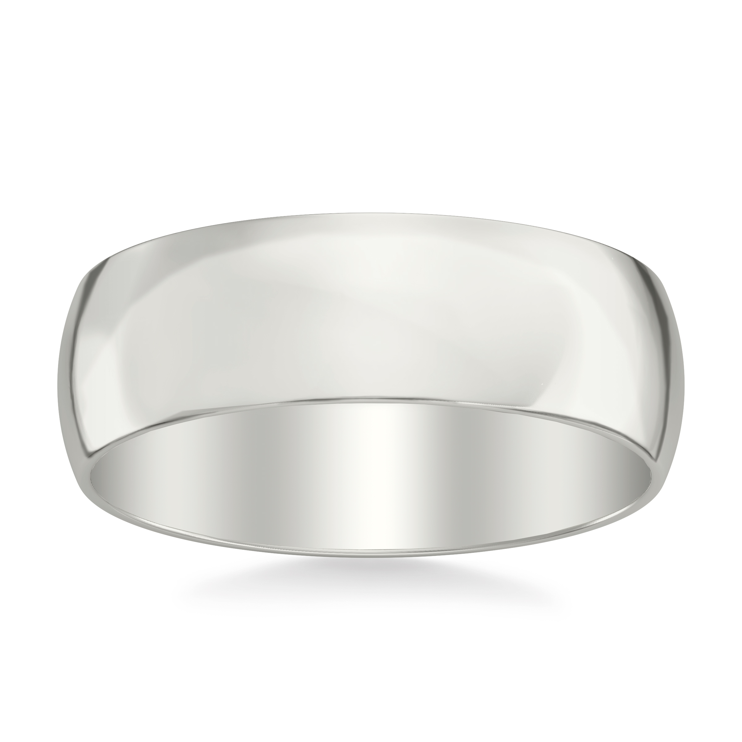 18K White Gold Low Dome Polished Band (7mm)