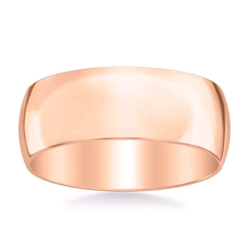 14K Rose Gold Low Dome Polished Band (8mm)