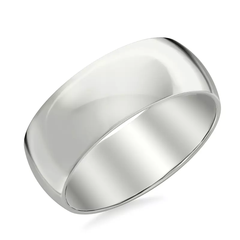 14K White Gold Low Dome Polished Band (8mm)