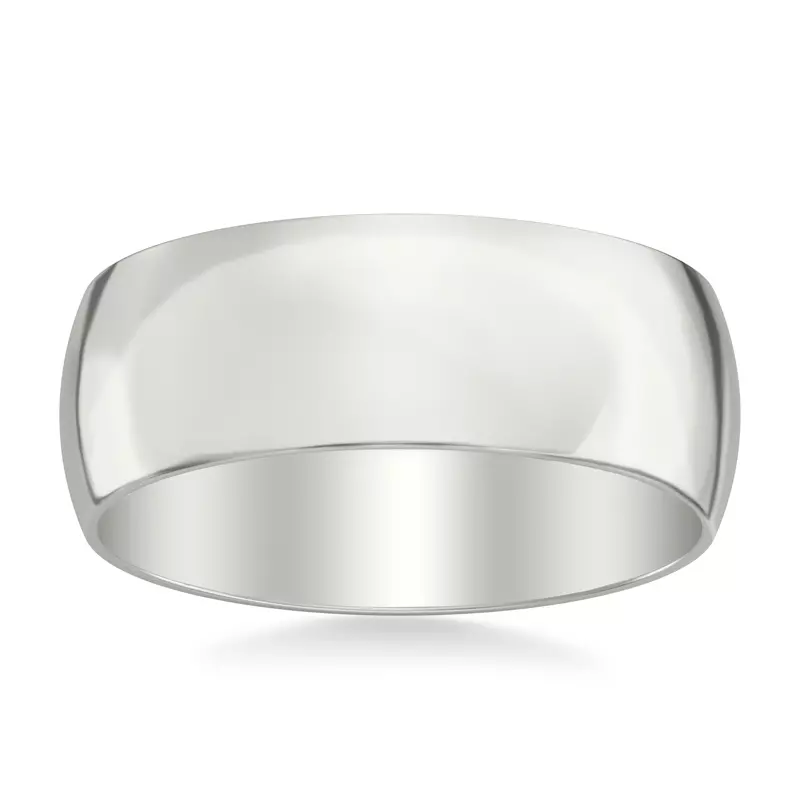 14K White Gold Low Dome Polished Band (8mm)