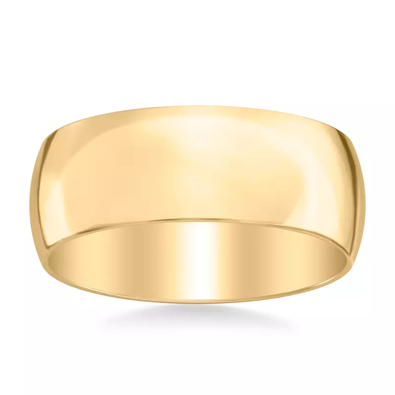 14K Yellow Gold Low Dome Polished Band (8mm)