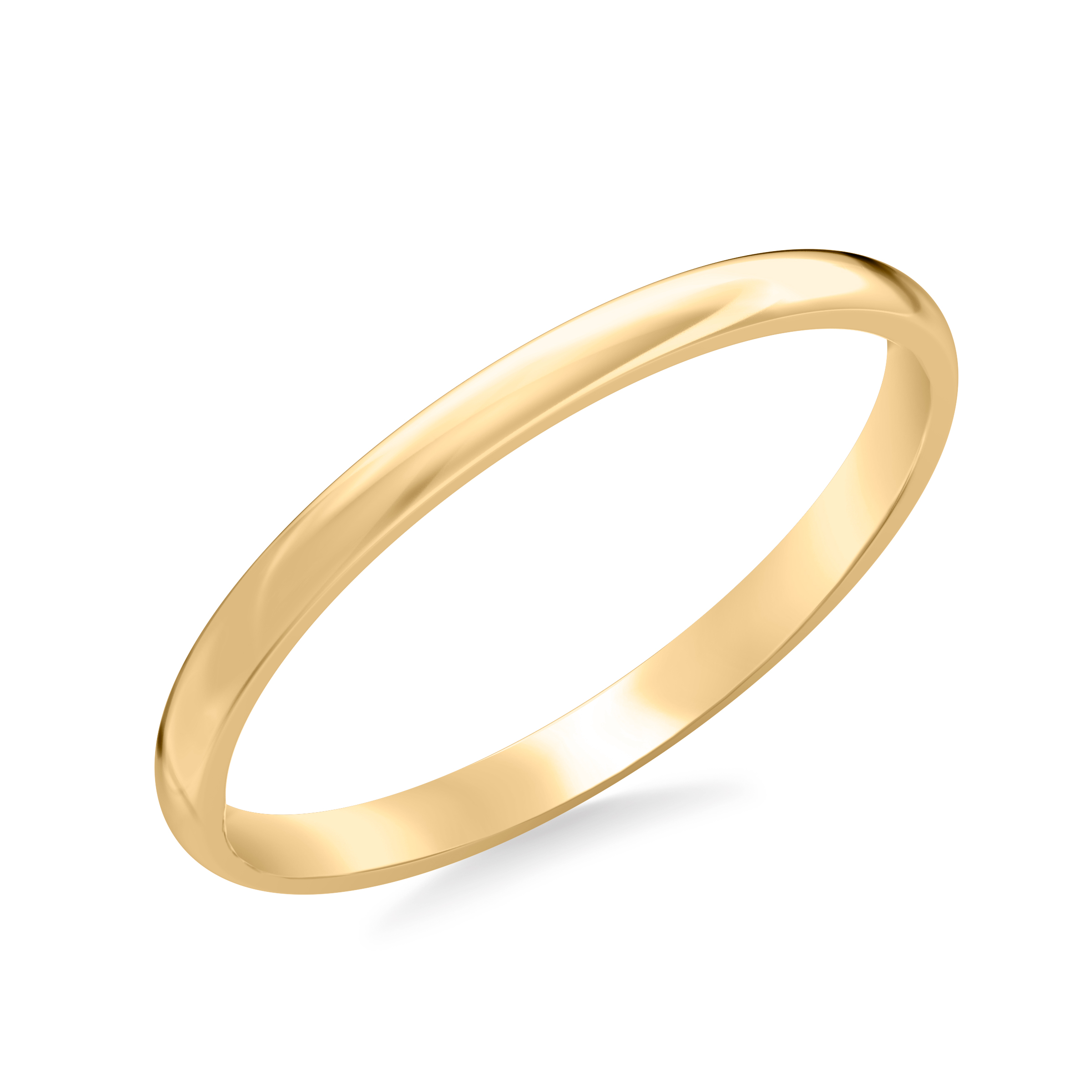 14K Yellow Gold Low Dome Comfort Fit Polished Band (2mm)