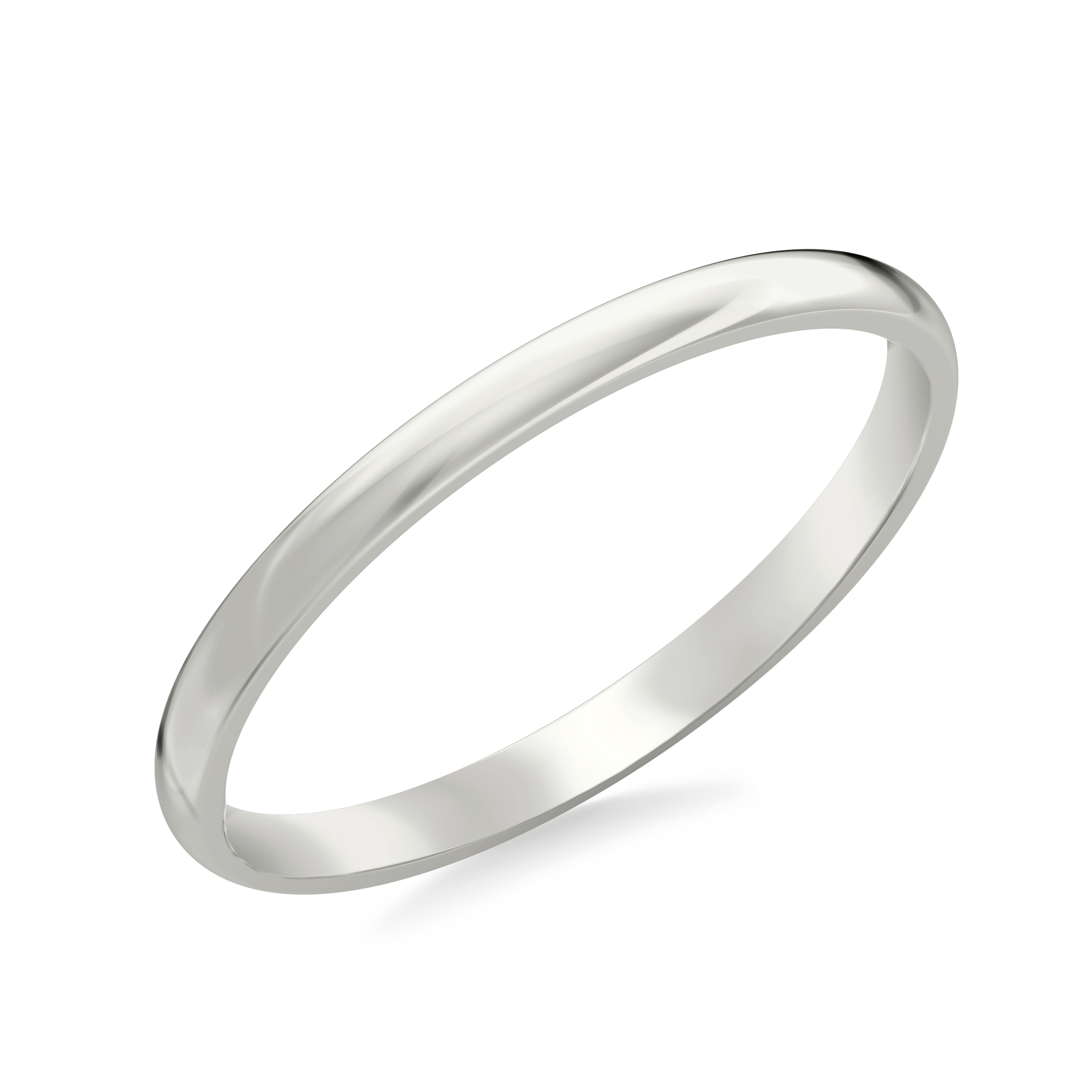 18K White Gold Low Dome Comfort Fit Polished Band (2mm)