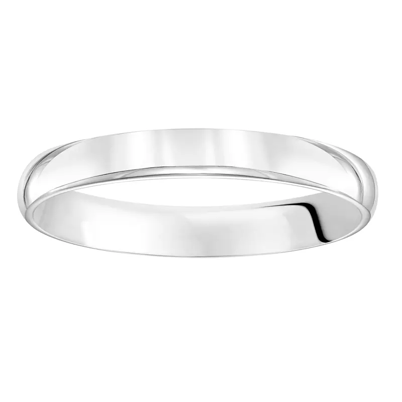 14K White Gold Low Dome Comfort Fit Polished Band (3mm)