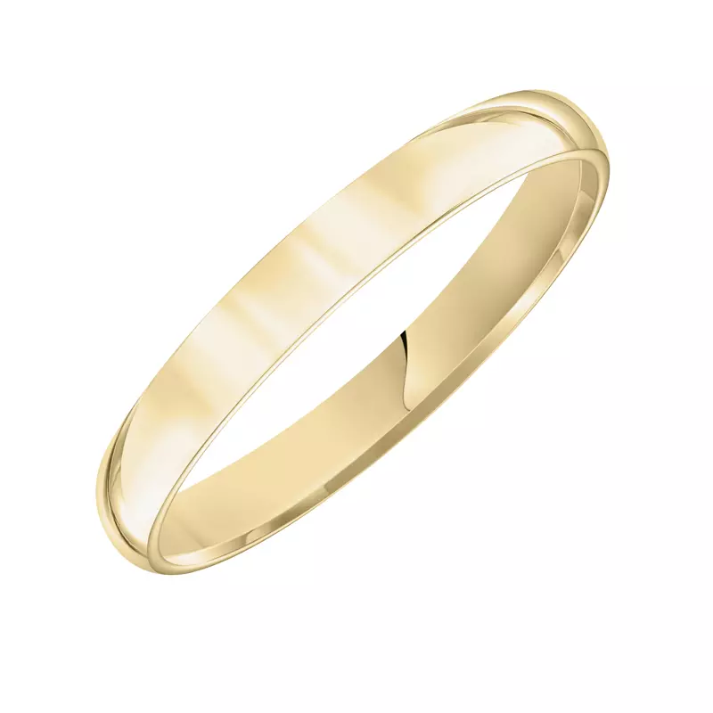 14K Yellow Gold Low Dome Comfort Fit Polished Band (3mm)