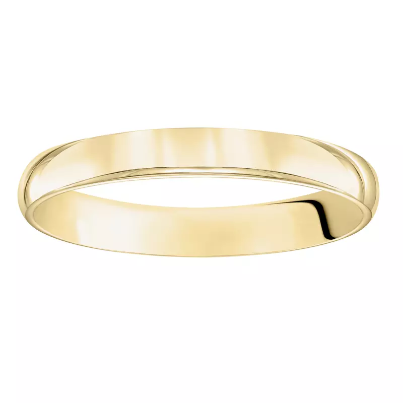 14K Yellow Gold Low Dome Comfort Fit Polished Band (3mm)