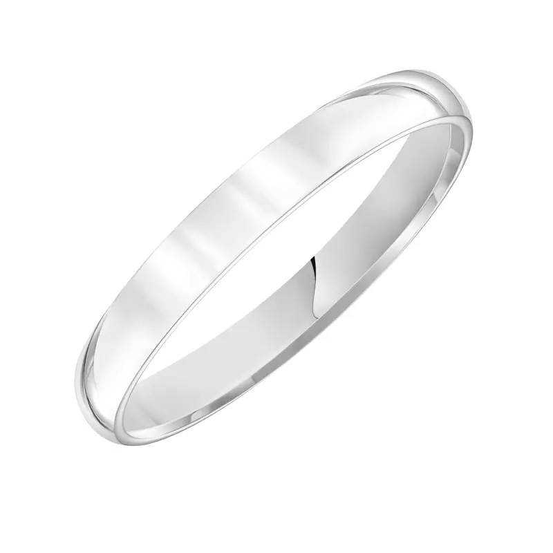 18K White Gold Low Dome Comfort Fit Polished Band (3mm)