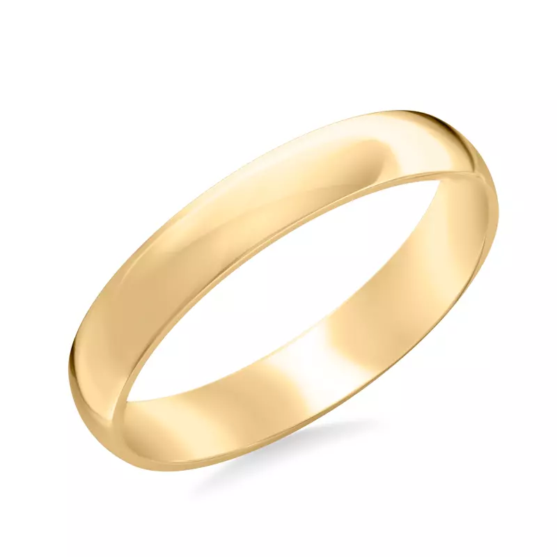 18K Yellow Gold Low Dome Comfort Fit Polished Band (4mm)