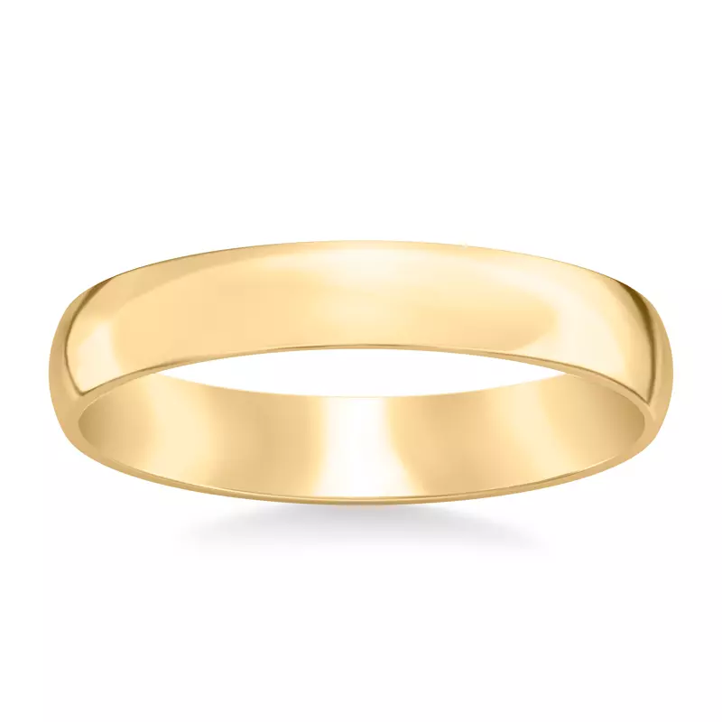 18K Yellow Gold Low Dome Comfort Fit Polished Band (4mm)