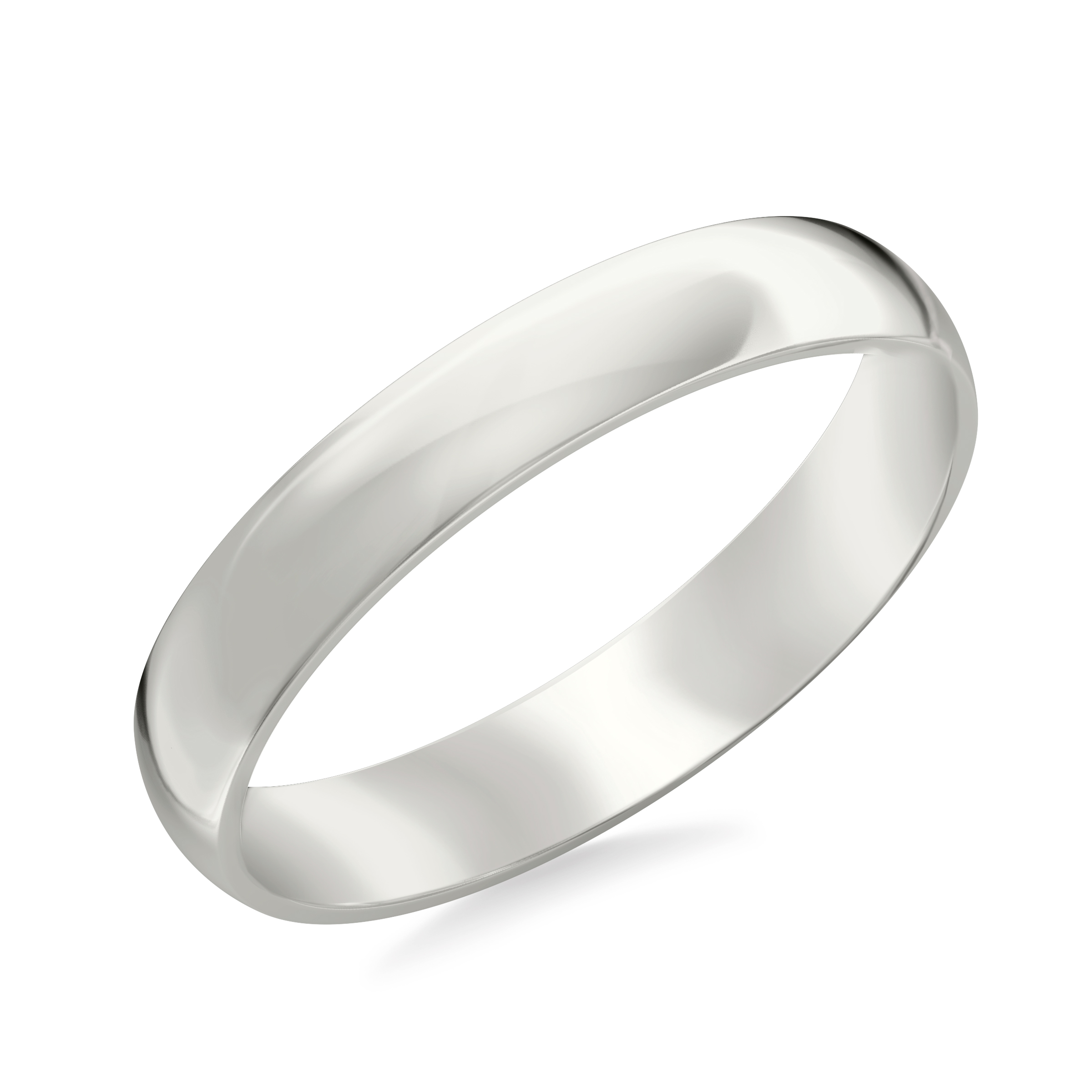 Platinum Low Dome Comfort Fit Polished Band (4mm)