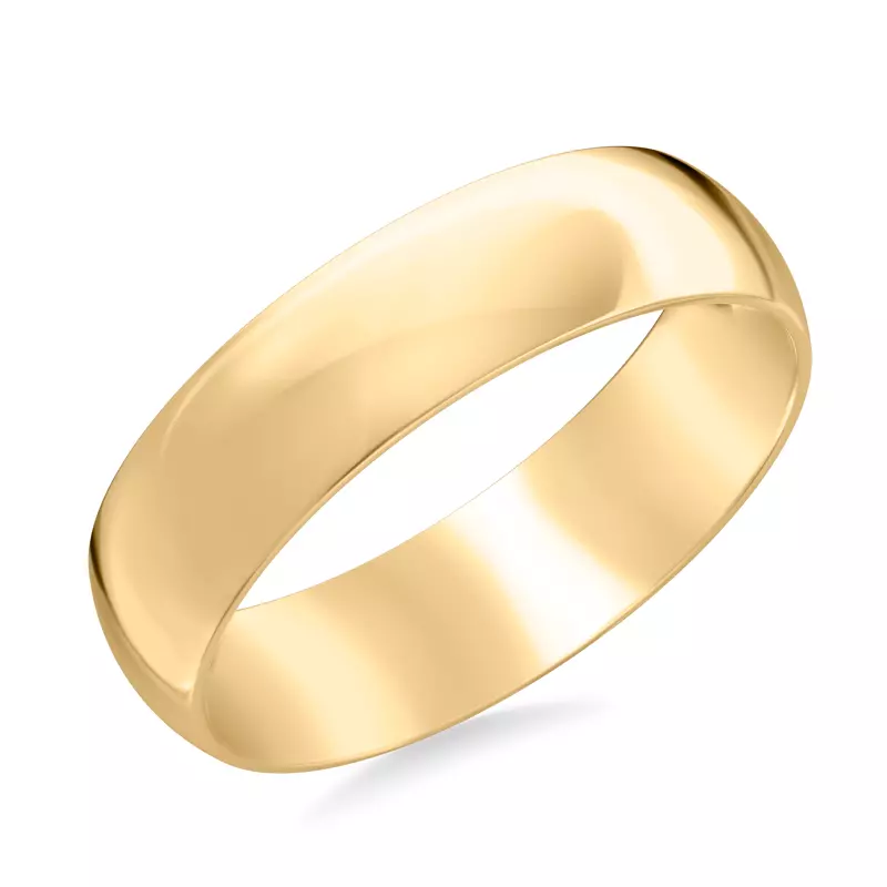 18K Yellow Gold Low Dome Comfort Fit Polished Band (6mm)