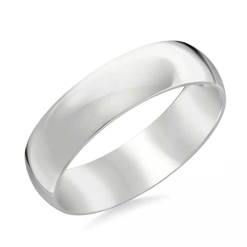 Platinum Low Dome Comfort Fit Polished Band (6mm)