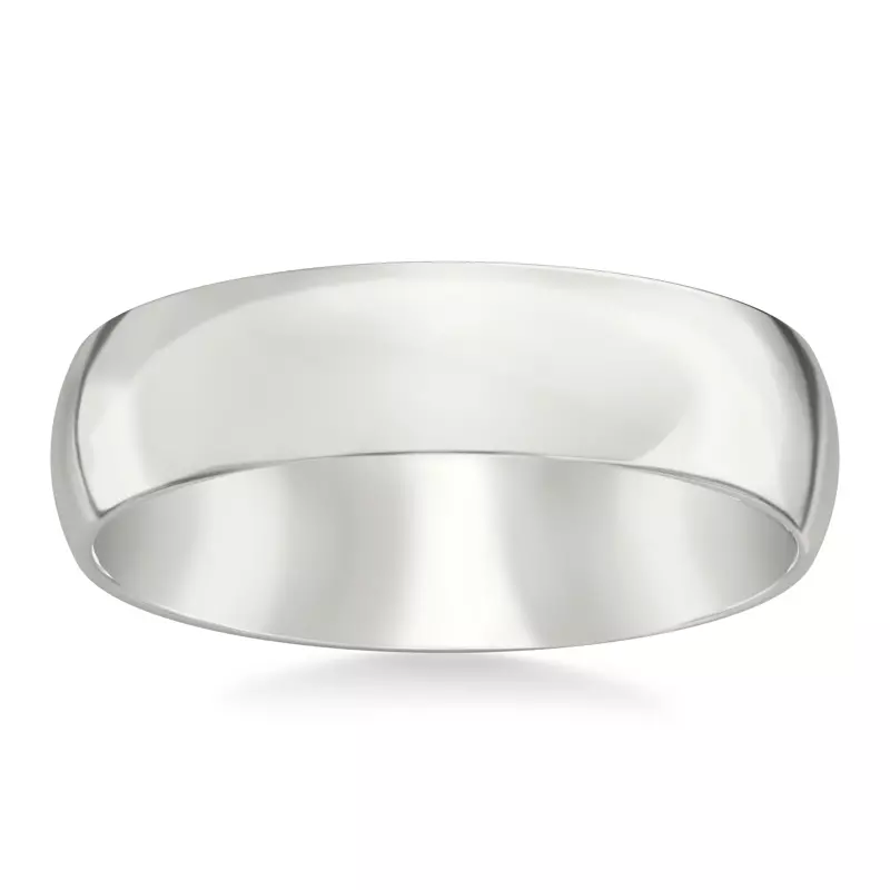 Platinum Low Dome Comfort Fit Polished Band (6mm)