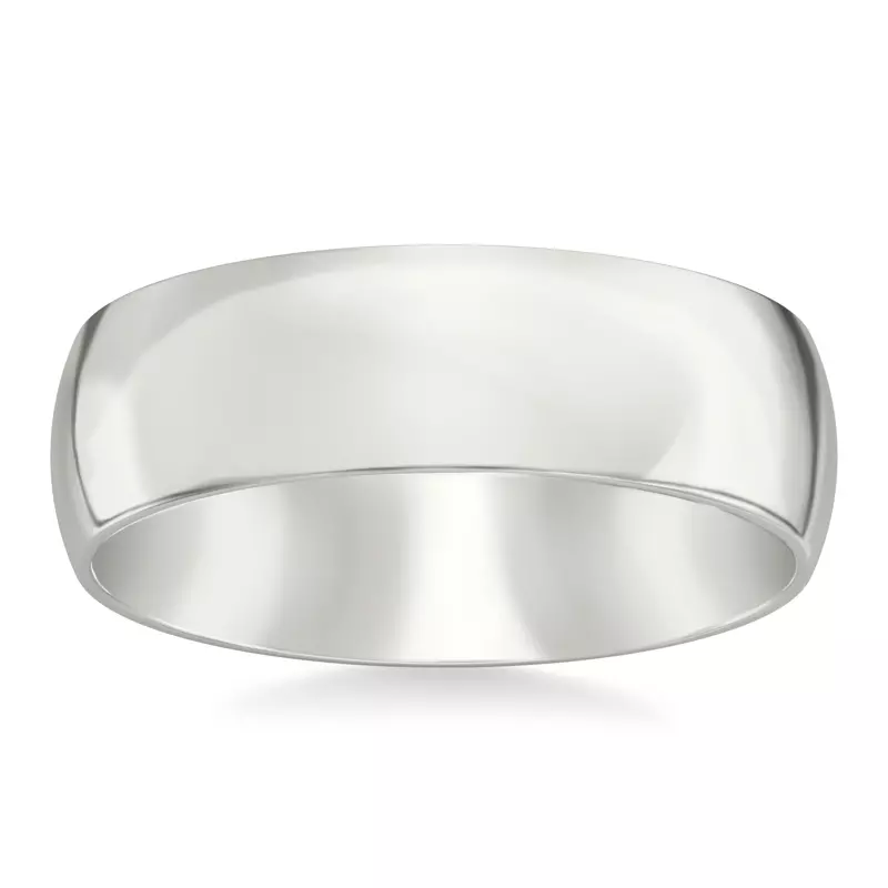18K White Gold Low Dome Comfort Fit Polished Band (7mm)