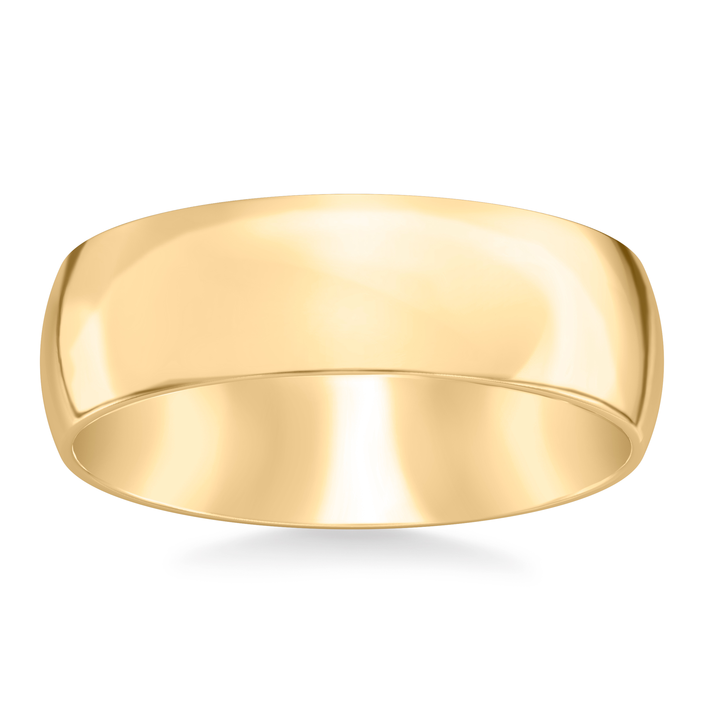 18K Yellow Gold Low Dome Comfort Fit Polished Band (7mm)