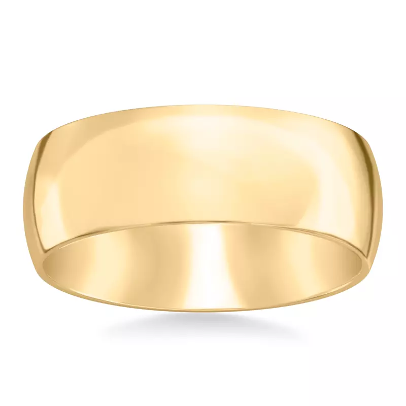 14K Yellow Gold Low Dome Comfort Fit Polished Band (8mm)