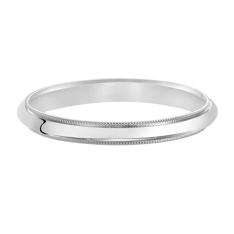 14K White Gold Milgrain Low Dome Comfort Fit Polished Band (3mm)