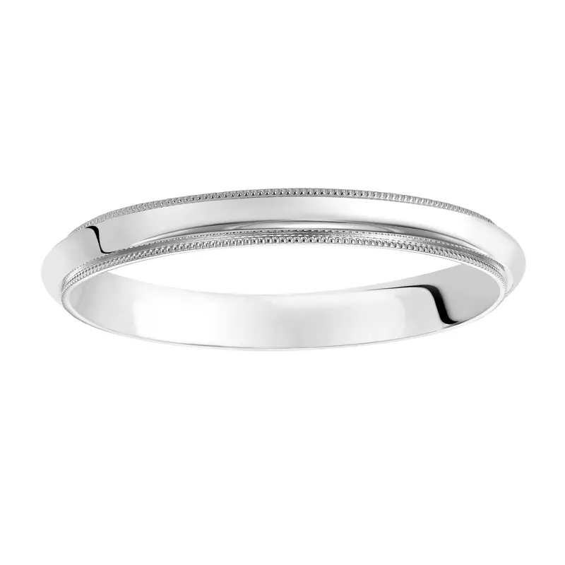 14K White Gold Milgrain Low Dome Comfort Fit Polished Band (3mm)