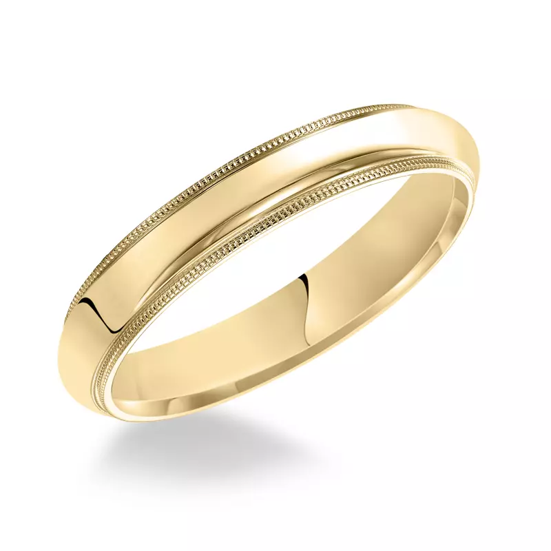 14K Yellow Gold Milgrain Low Dome Comfort Fit Polished Band (3mm)