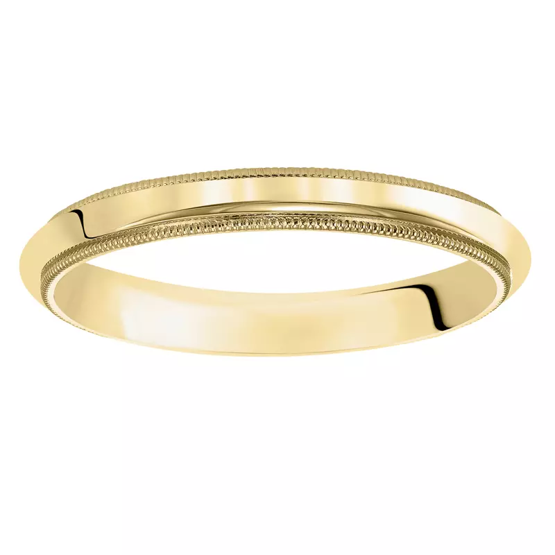 14K Yellow Gold Milgrain Low Dome Comfort Fit Polished Band (3mm)