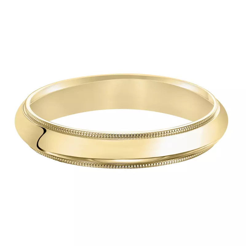 14K Yellow Gold Milgrain Low Dome Comfort Fit Polished Band (4mm)