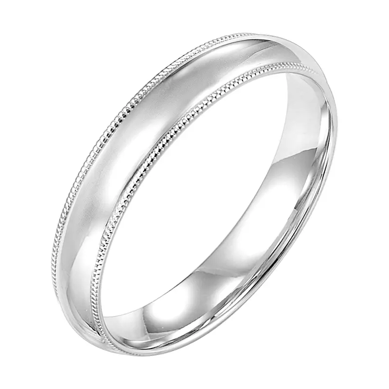 Platinum Milgrain Low Dome Comfort Fit Polished Band (4mm)