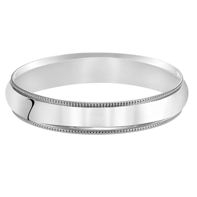 Platinum Milgrain Low Dome Comfort Fit Polished Band (4mm)
