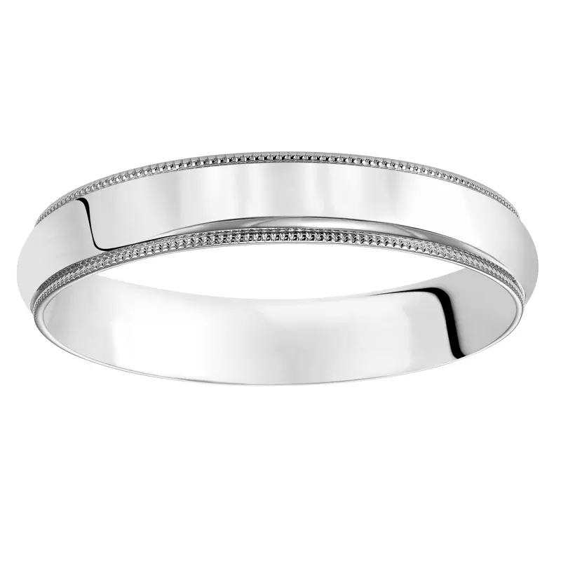 Platinum Milgrain Low Dome Comfort Fit Polished Band (4mm)