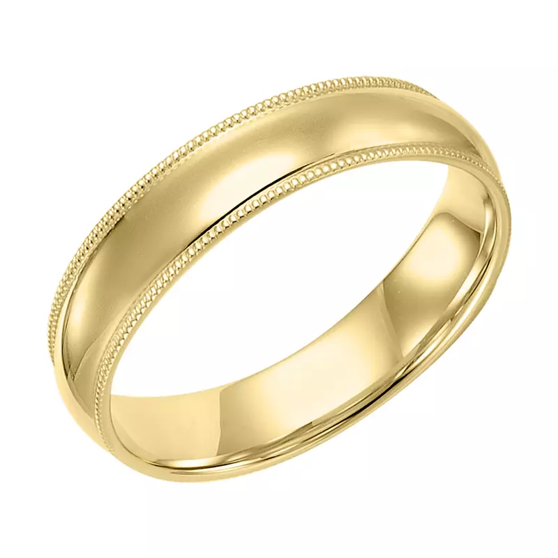 14K Yellow Gold Milgrain Low Dome Comfort Fit Polished Band (5mm)