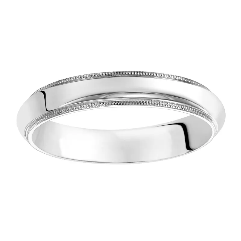 18K White Gold Milgrain Low Dome Comfort Fit Polished Band (5mm)