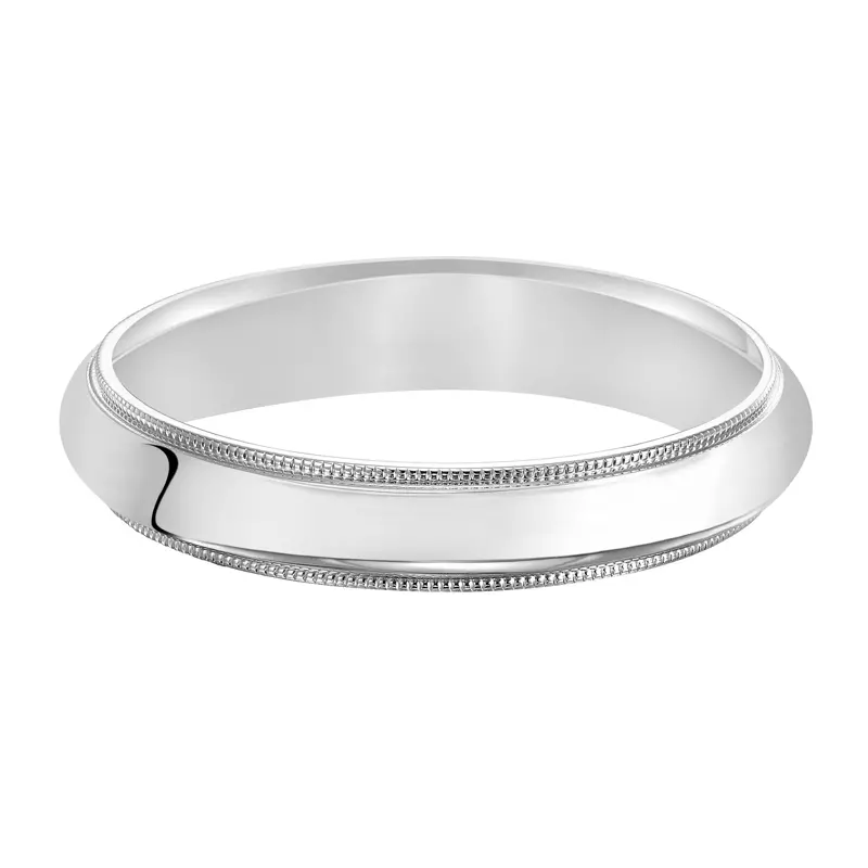14K White Gold Milgrain Low Dome Comfort Fit Polished Band (6mm)