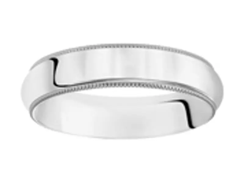 14K White Gold Milgrain Low Dome Comfort Fit Polished Band (6mm)