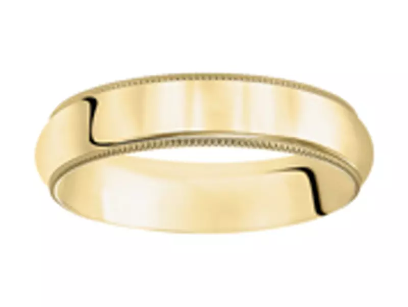 14K Yellow Gold Milgrain Low Dome Comfort Fit Polished Band (6mm)