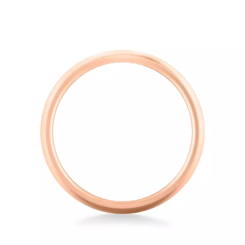 14K Rose Gold Milgrain Low Dome Comfort Fit Polished Band (7mm)