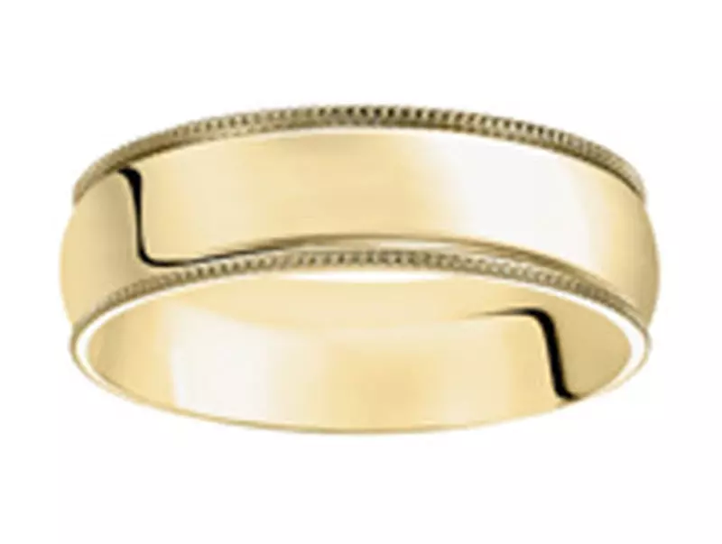 14K Yellow Gold Milgrain Low Dome Comfort Fit Polished Band (7mm)