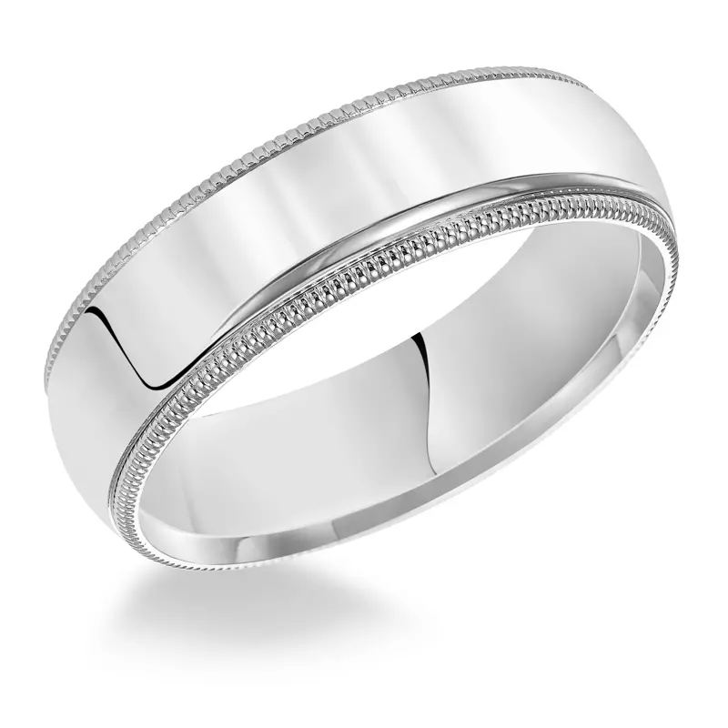 Platinum Milgrain Low Dome Comfort Fit Polished Band (7mm)